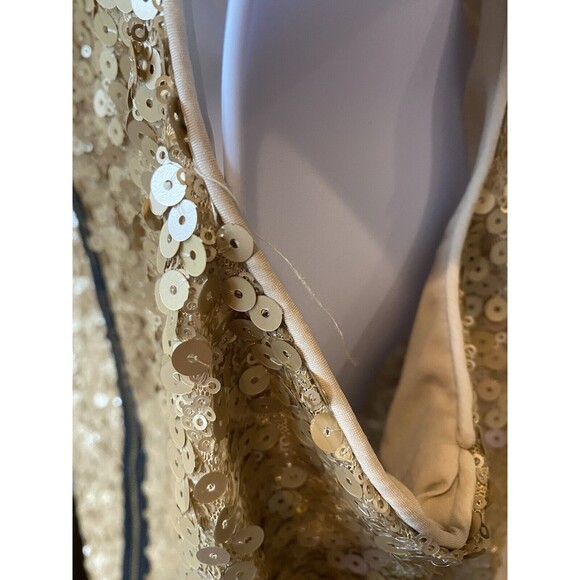 Vince Camuto Tank Top Gold Sequined Size XS Back Zip Polished Rocker Loose Fit - Picture 8 of 13
